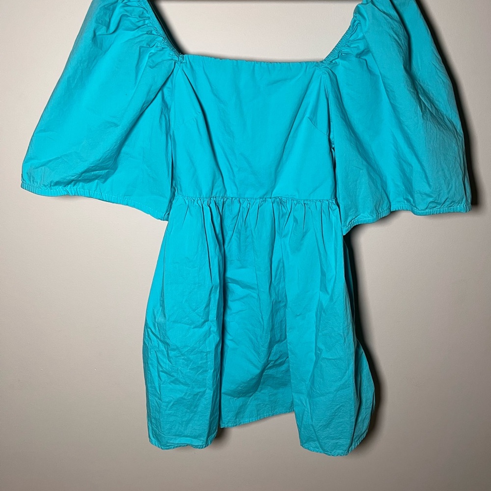 a new day Vibrant Blue Cotton Dress‎ with Accent sleeves and backless detail XS